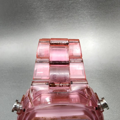 Adidas Digital Watch Women 44mm LCD Display Pink Clear Case Oval New Battery