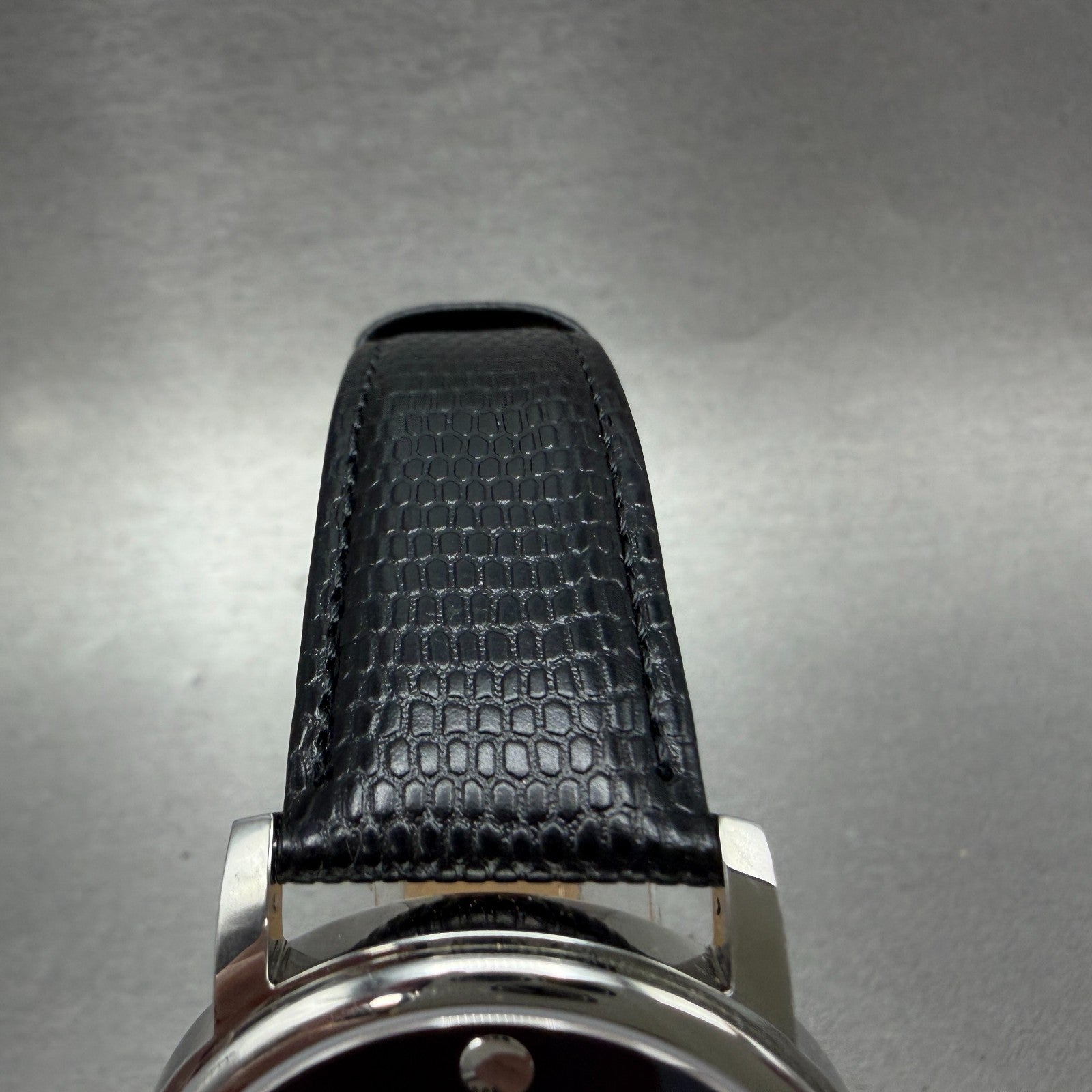 Movado Museum Watch Men 39mm Black Dial Steel Round Leather 2100002 New Battery24