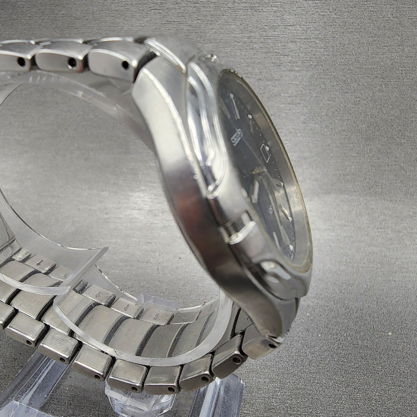 Seiko Watch Men 38mm Blue Dial Silver Tone Date Round 7N427C00 New Bat PARTS!!!4