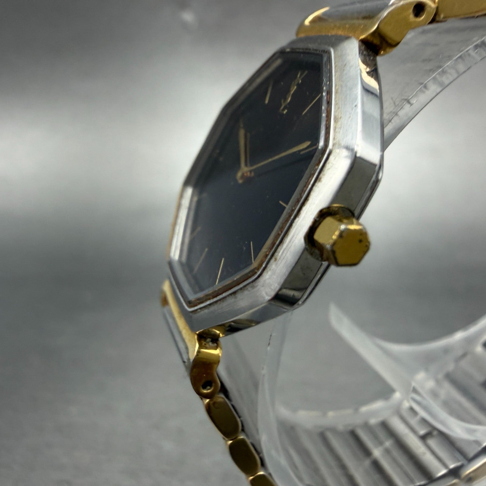 Yves Saint Laurent Watch Women 25mm Black Dial Two Tone Octagon 2200-222377 PART3
