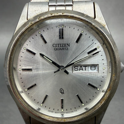 Citizen CQ Watch Men 36mm Silver Dial Silver Tone Daydate 6100-S96389 NewBattery1