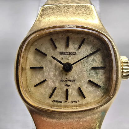 Seiko Watch Women 18mm Gold Dial Gold Tone Oval 17-3440 Manual Wind Runs VTG1