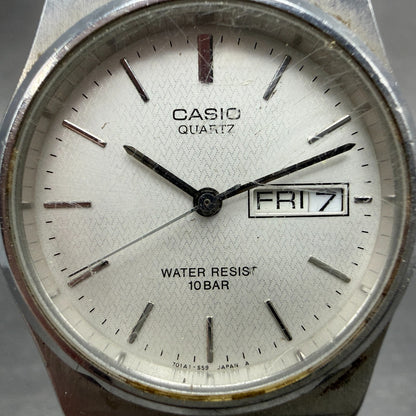 Casio Watch Men 34mm Silver Dial Silver Tone Daydate Round MMW-80 PARTS2