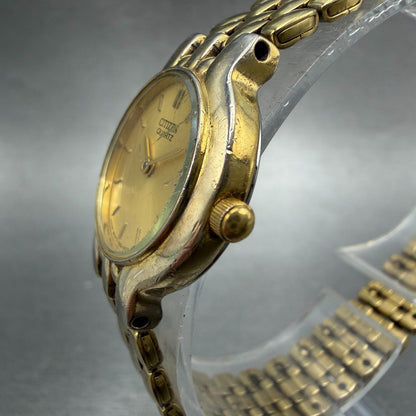 Citizen Watch Women 22mm Gold Dial Gold Tone Round 1020-S54554 New Battery2