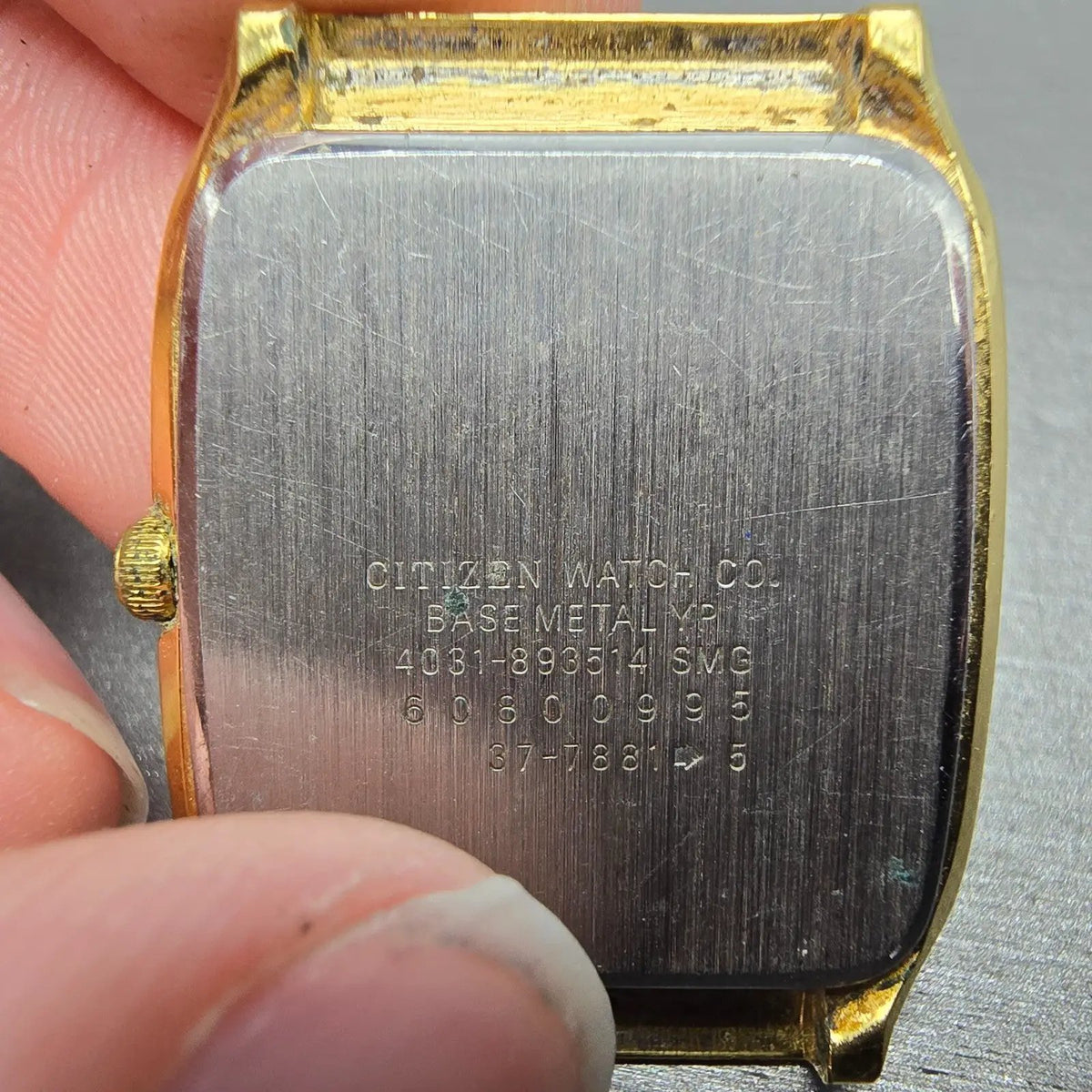 Citizen CQ Tank Watch Men 27mm Champagne Dial Gold Octagon 4031-893514 PARTS7