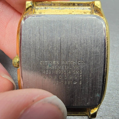 Citizen CQ Tank Watch Men 27mm Champagne Dial Gold Octagon 4031-893514 PARTS7