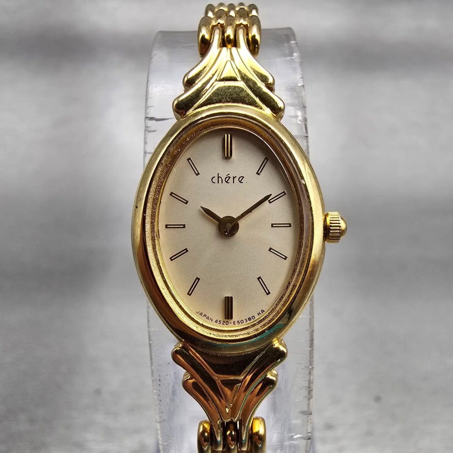 Citizen Chere Watch Women 15mm Champagne Dial Gold Tone Oval 4520-E50366 New Bat0