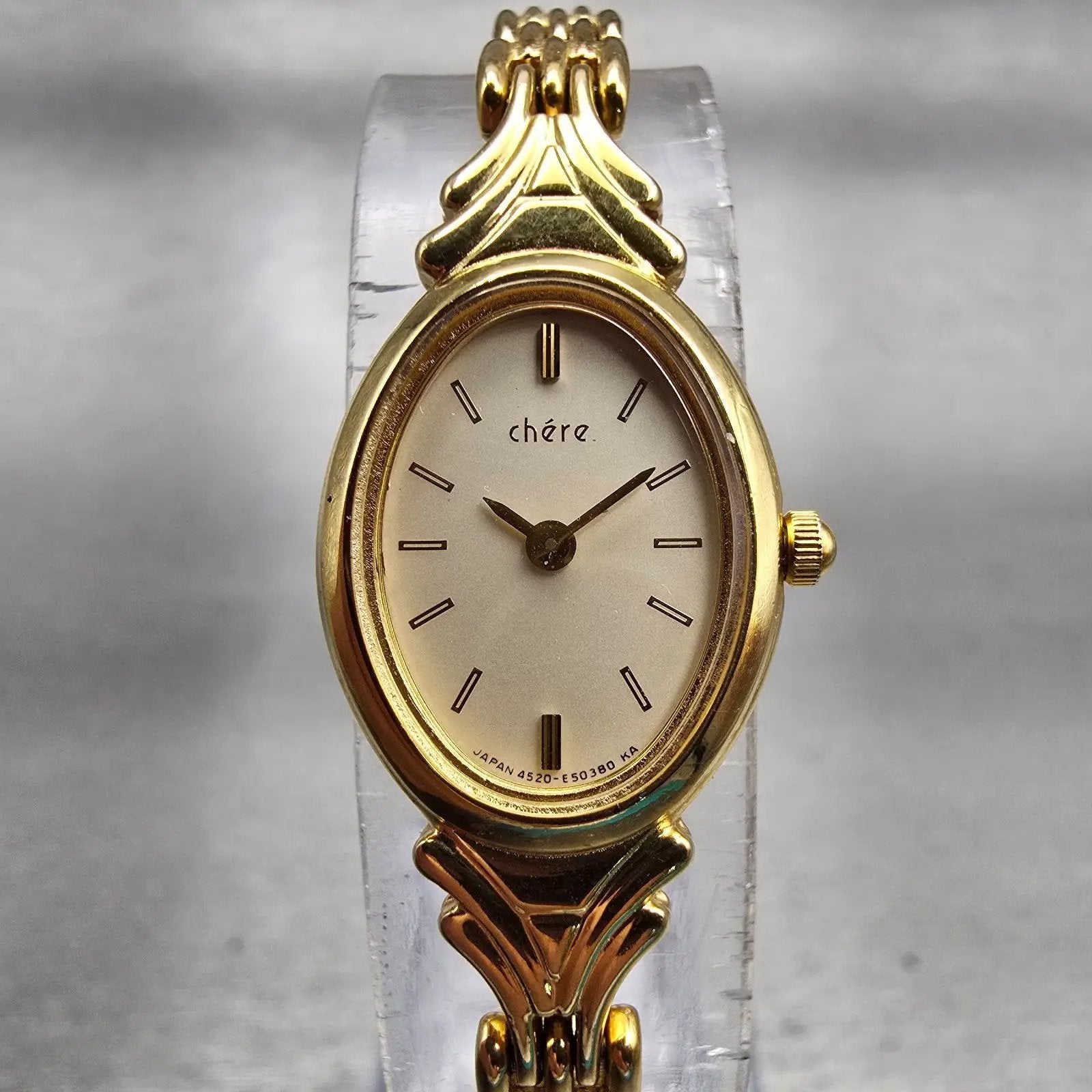 Citizen Chere Watch Women 15mm Champagne Dial Gold Tone Oval 4520-E50366 New Bat0