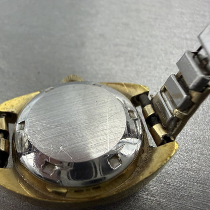 Tissot Seastar Automatic Watch Women 23mm Silver Dial Gold Tone Date PARTS READ!9