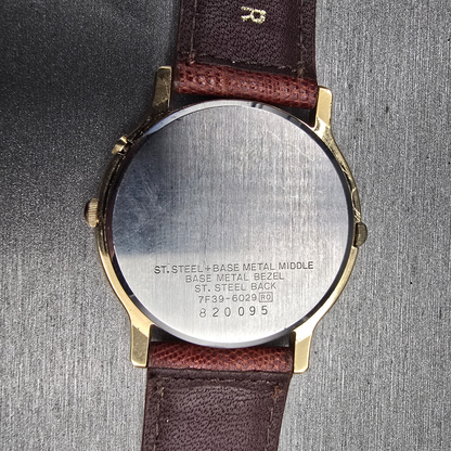 Seiko Moon Phase Watch Men 34mm Ivory Dial Two Tone Daydate 7F39-6029 New Batt10