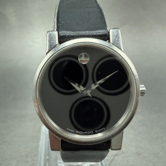 Movado Museum Watch Women 25mm Black Dial Steel Round 84.A1.845 New Battery ACB0