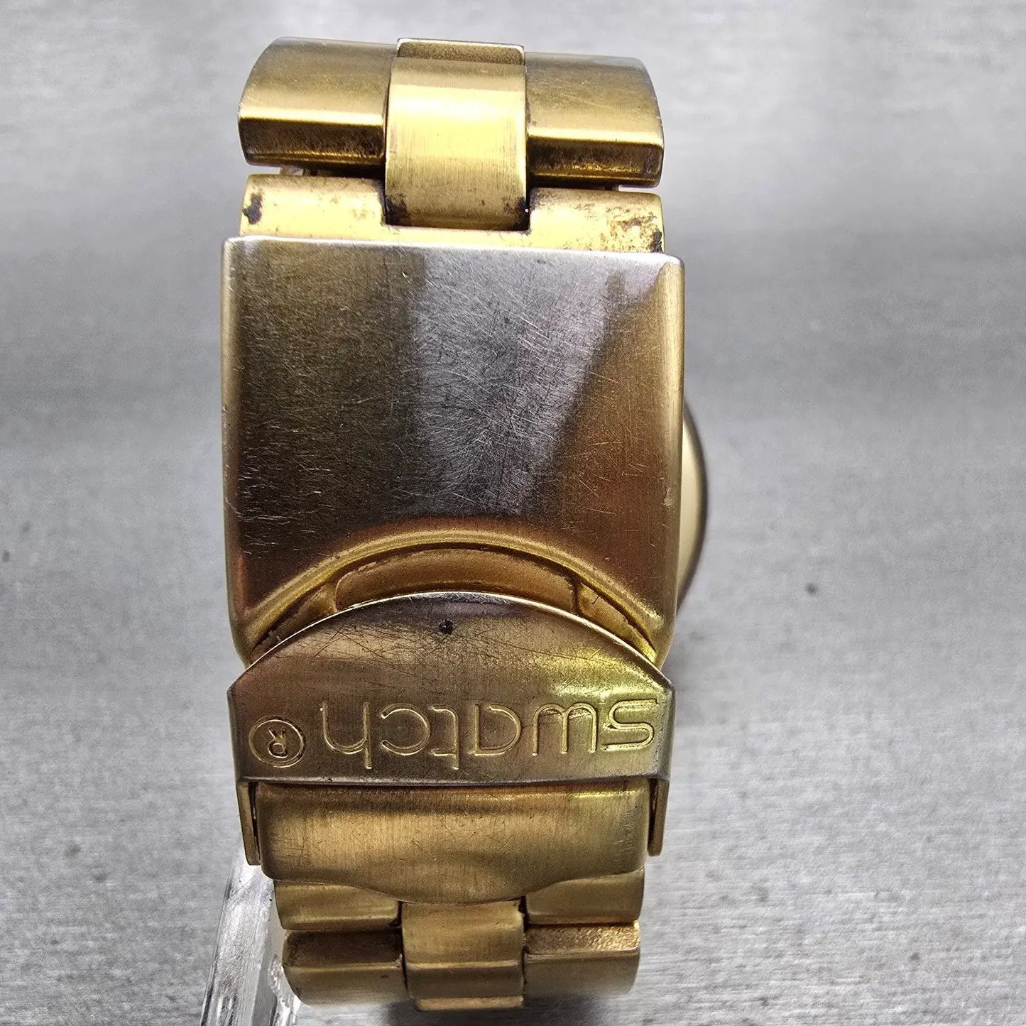 Swatch Irony Diaphone Full Blooded Chrono Watch Unisex 43mm Gold Tone New Batt7