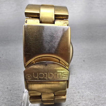 Swatch Irony Diaphone Full Blooded Chrono Watch Unisex 43mm Gold Tone New Batt7