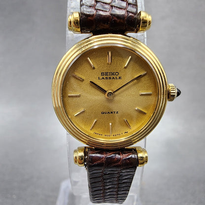 Seiko Lassale Watch Women 19mm Champagne Dial Gold Tone 14000888 New Battery1