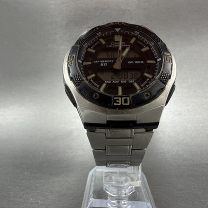 Casio Illuminator Watch Men 44mm Analog Digital Silver Tone AQ-164W New Batt5