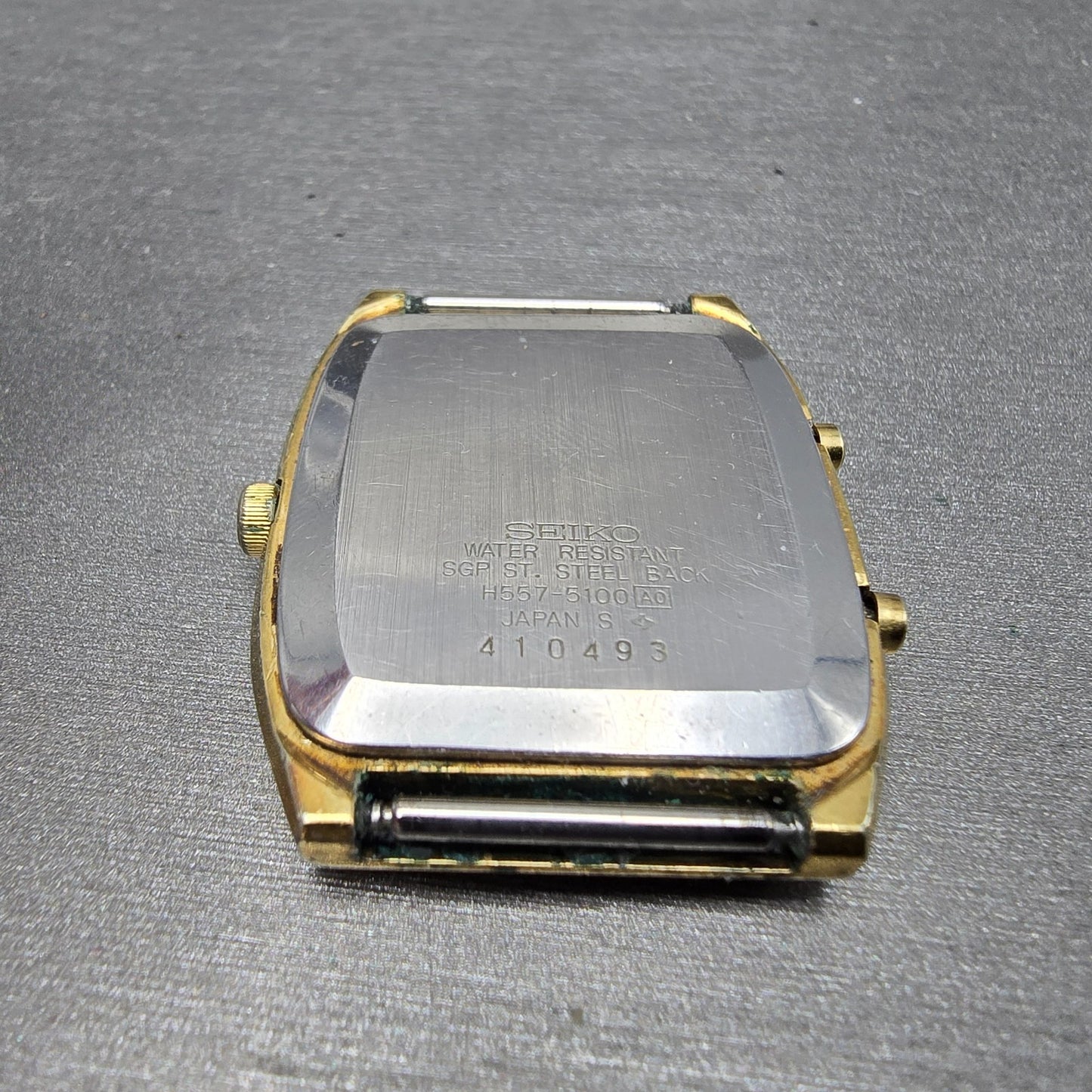 Seiko Analog Digital Watch Men 31mm Champagne Dial Gold Tone H557-5100 PARTS8