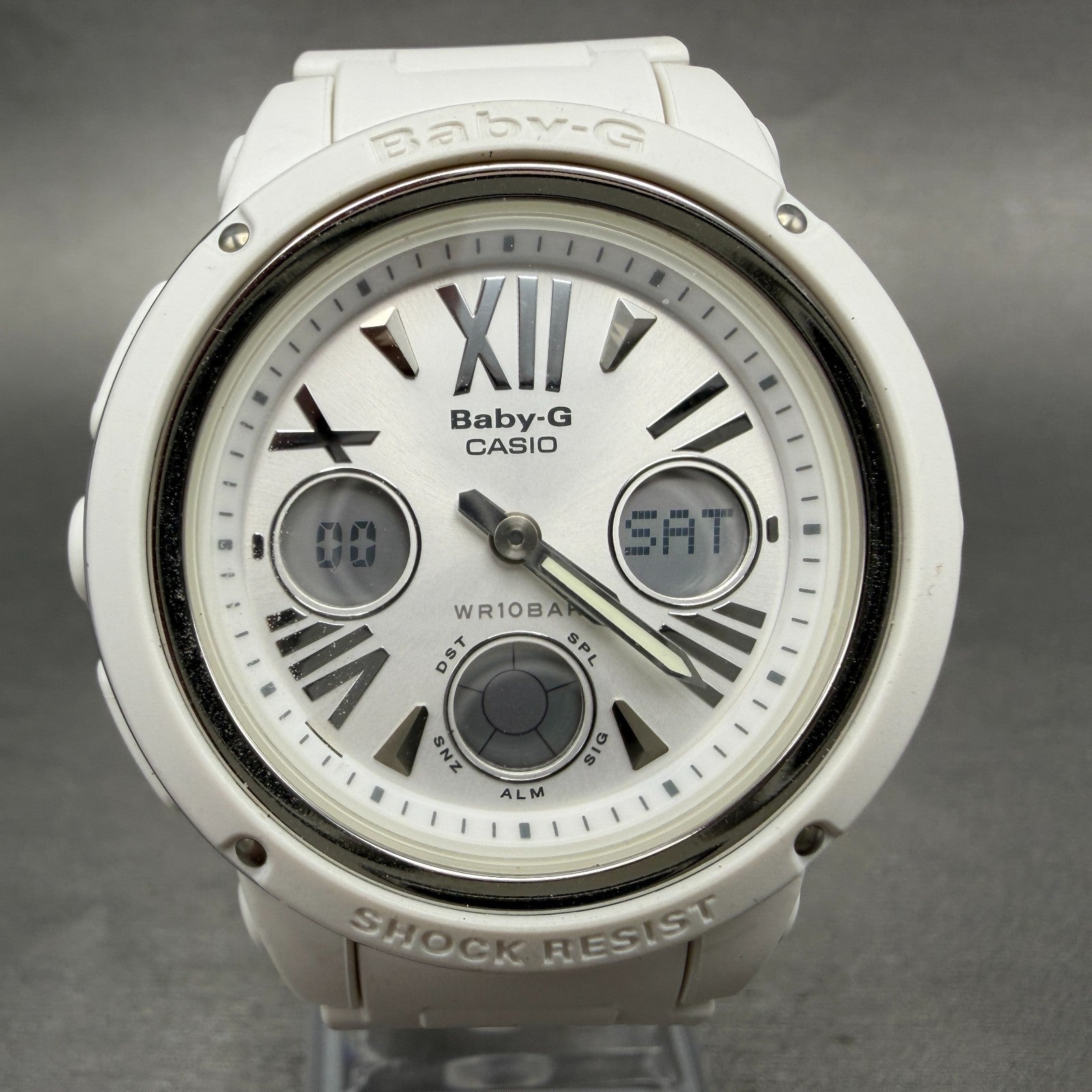 Casio Baby-G Watch Women 43mm Analog Digital White Alarm Chrono BGA-152 New Batt0