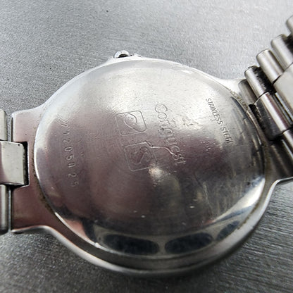 Longines Conquest Watch Men 32mm Silver Dial Steel Date Round New Battery9