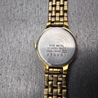 Seiko Watch Women 19mm Black Dial Gold Tone Round 1N00-0C49 New Battery VTG L10