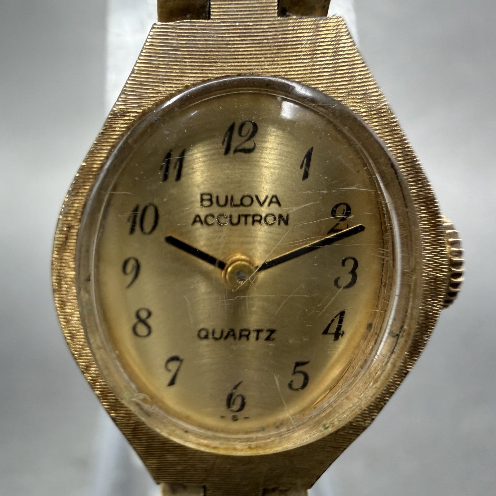 Bulova accutron Watch Women 18mm Gold Dial Gold Tone Oval New Battery VTG1