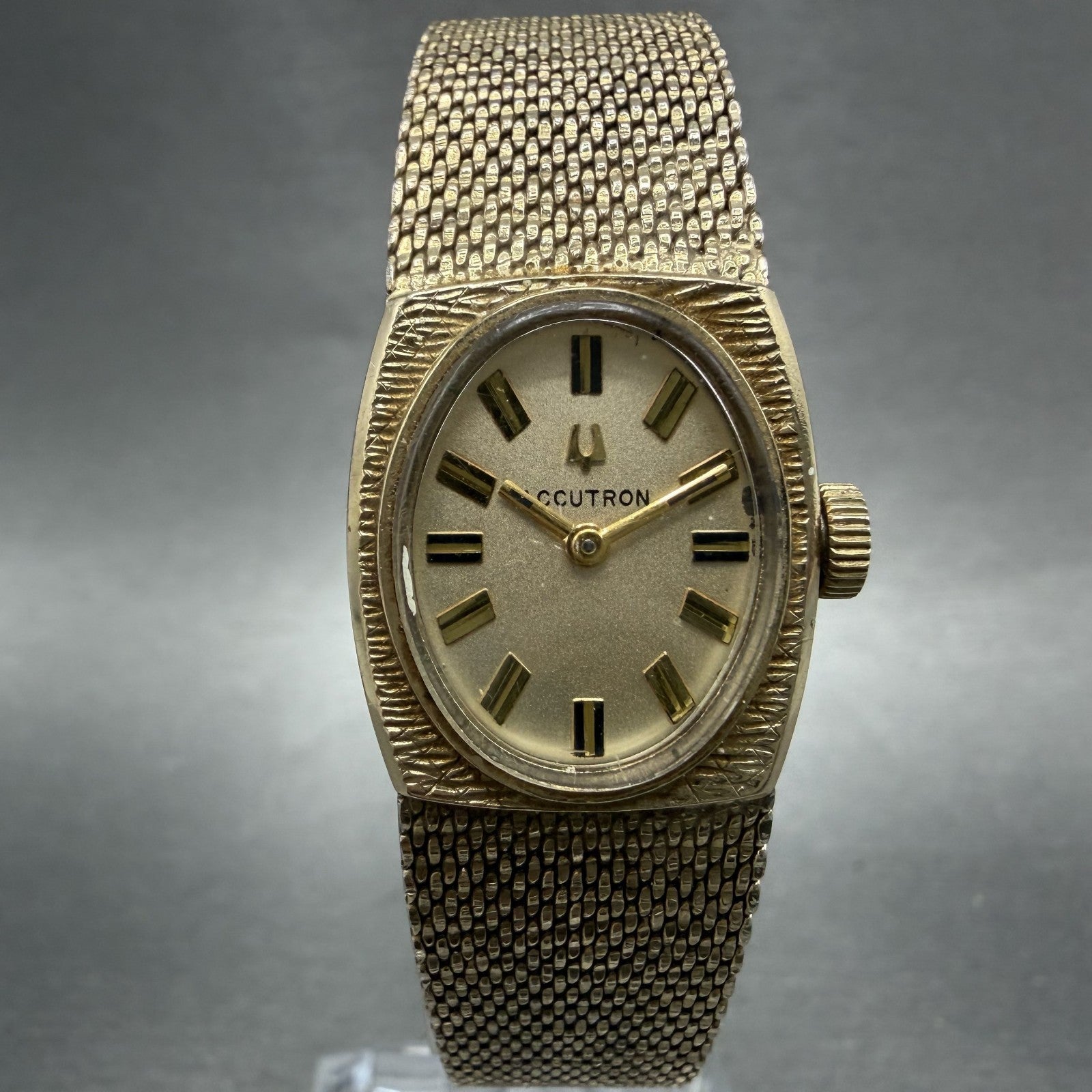 Bulova Accutron Watch Women 19mm Gold Dial Gold Filled Rectangle PARTS VTG0