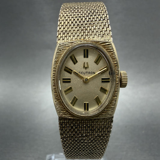 Bulova Accutron Watch Women 19mm Gold Dial Gold Filled Rectangle PARTS VTG0