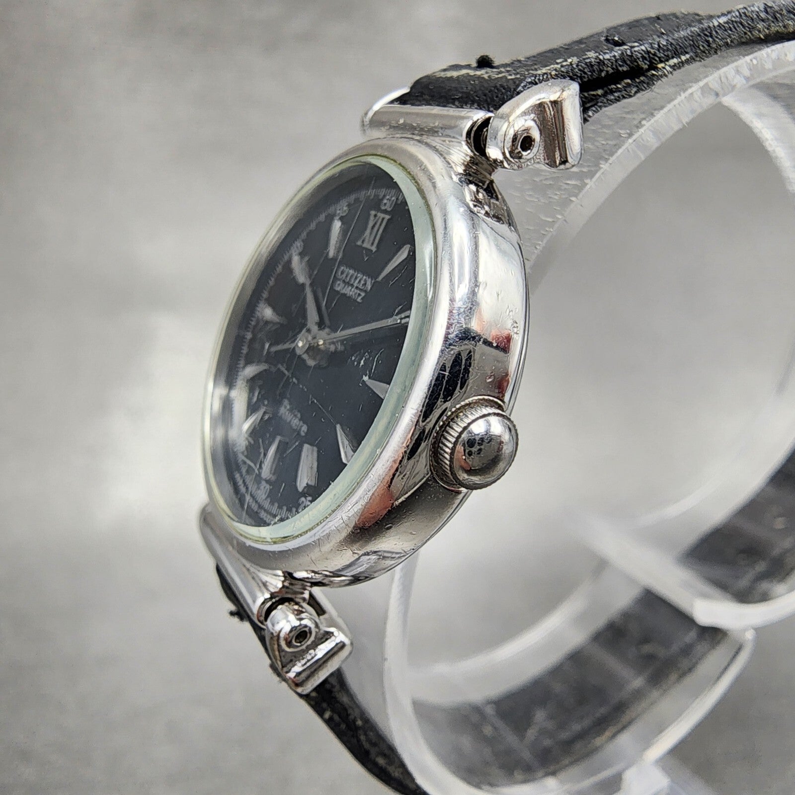 Citizen Riviere Watch Women 24mm Black Dial Silver Tone Round New Battery2