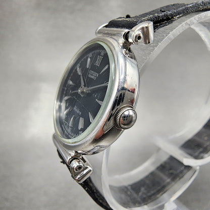 Citizen Riviere Watch Women 24mm Black Dial Silver Tone Round New Battery2