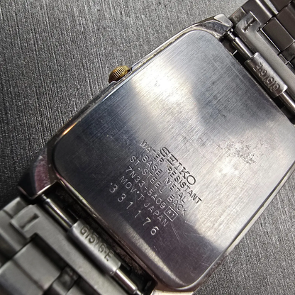 Seiko Watch Men 28mm Gray Dial Two Tone Daydate Rectangle 7N33-5A09 New Battery10