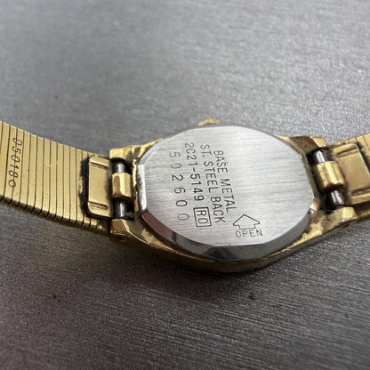 Seiko Watch Women 16mm Gold Dial Gold Tone Hexagon 2C21-5149 New Batt B1 Vintage9