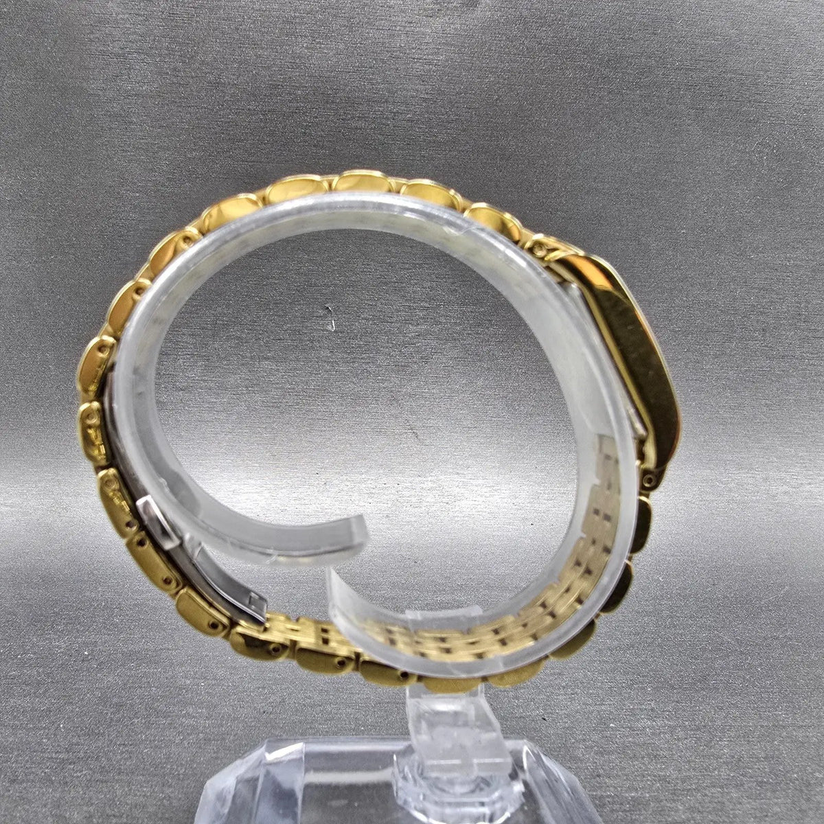 Citizen Eco-Drive Tank Watch Women 14mm White Dial Gold Crystal Bezel Works8