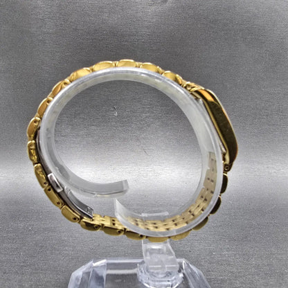 Citizen Eco-Drive Tank Watch Women 14mm White Dial Gold Crystal Bezel Works8