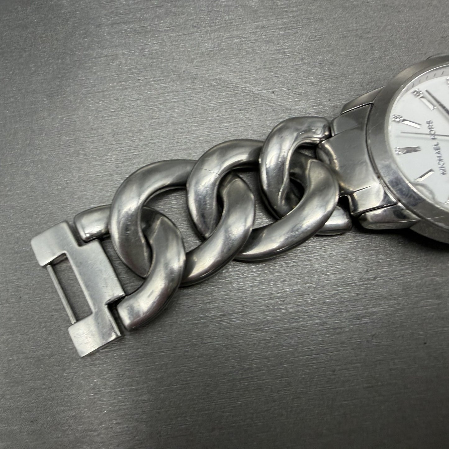 Michael Kors Elena Watch Women 35mm White Dial Silver Tone Round MK-4637 New Bat7