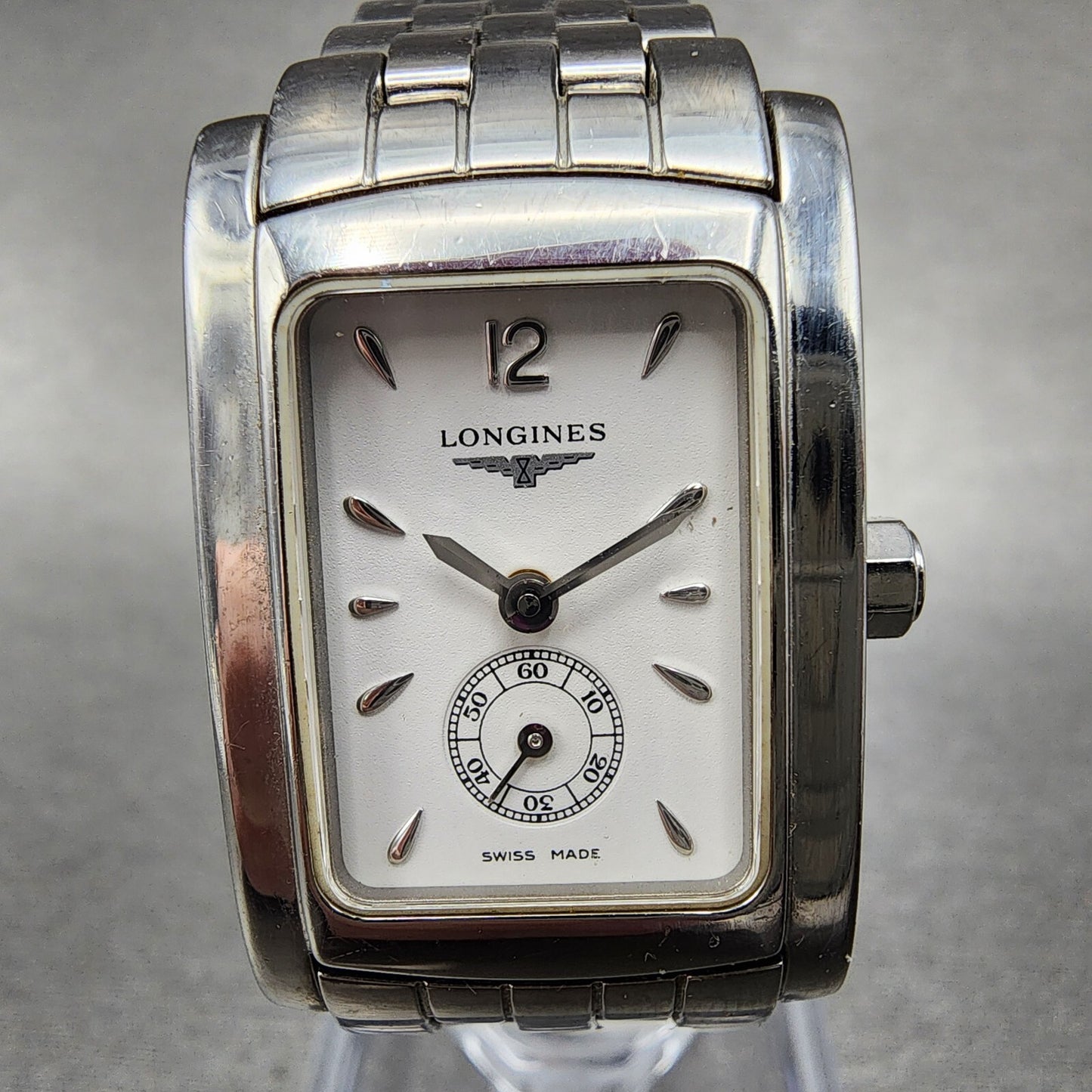 Longines Dolce Vita tank Watch Women 20mm White Dial Steel Rectangle New Battery1