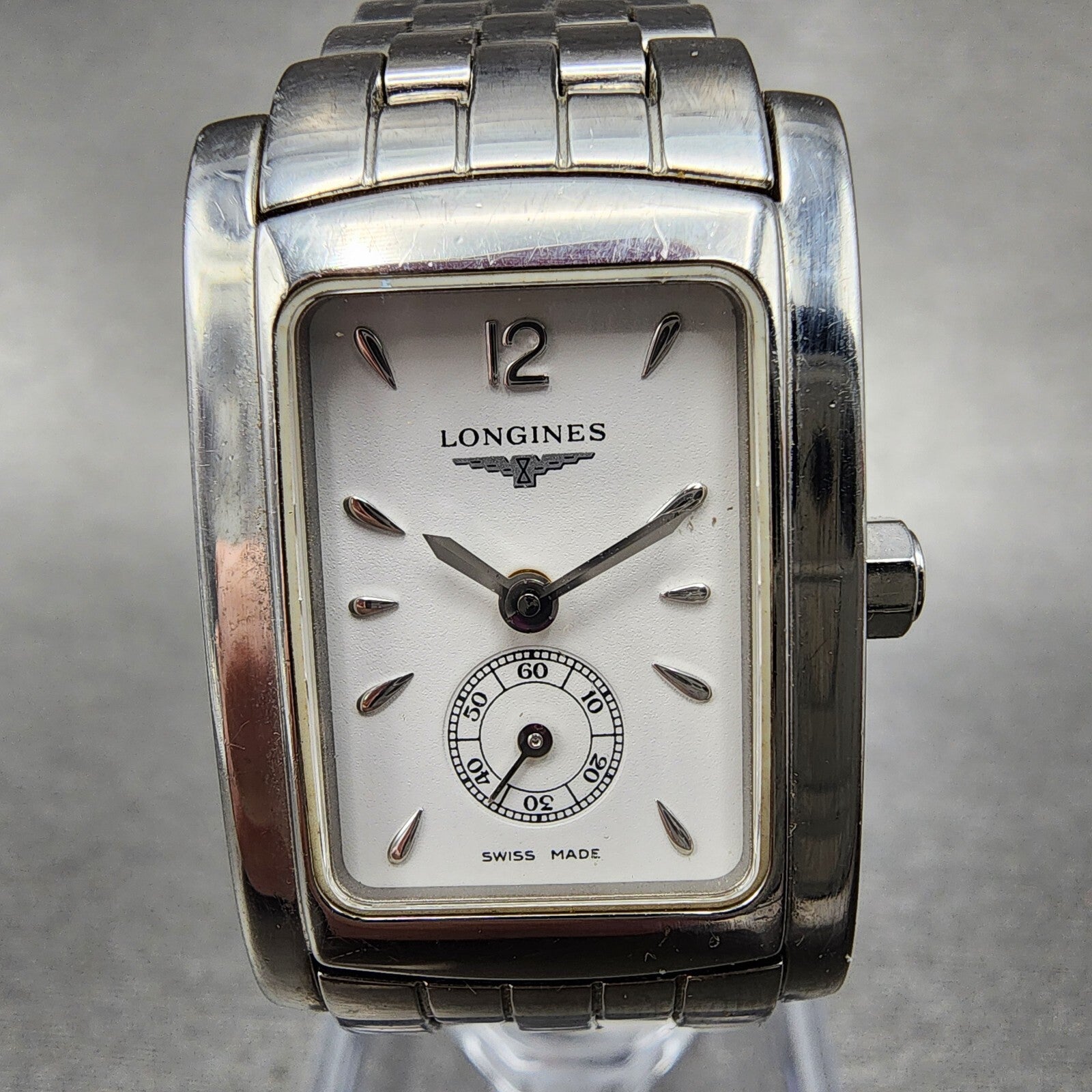 Longines Dolce Vita tank Watch Women 20mm White Dial Steel Rectangle New Battery1