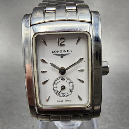 Longines Dolce Vita tank Watch Women 20mm White Dial Steel Rectangle New Battery1