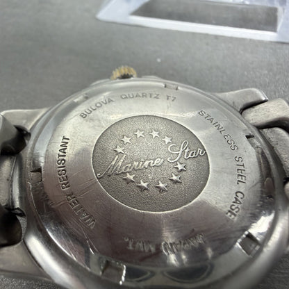 Bulova Marine Star Watch Men 37mm White Dial Two Tone Daydate Round New Battery9