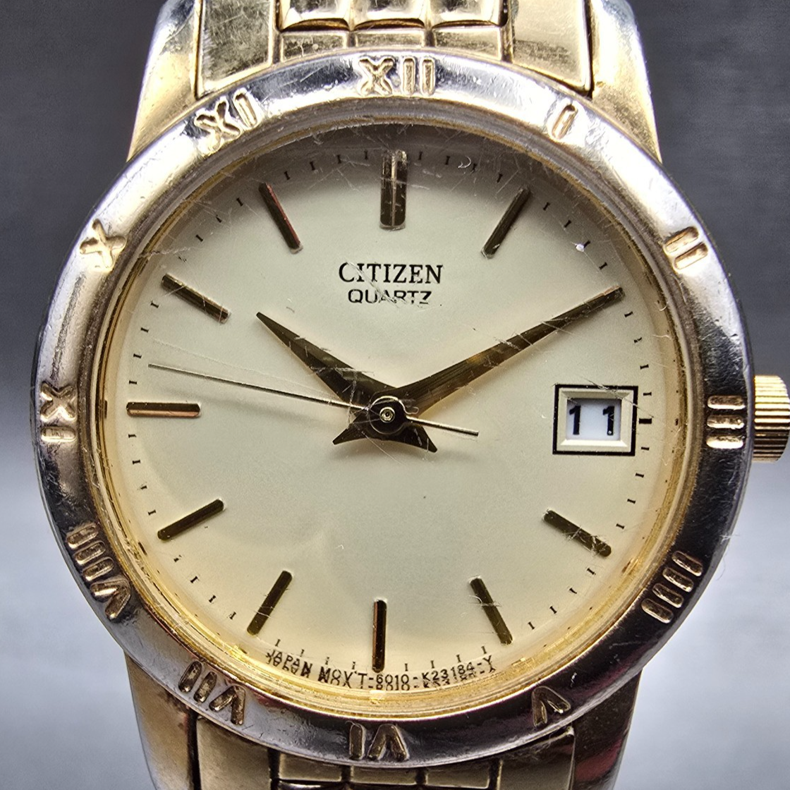 Citizen Watch Women 24mm Champagne Dial Gold Tone Date 6010-K06878 New Battery1