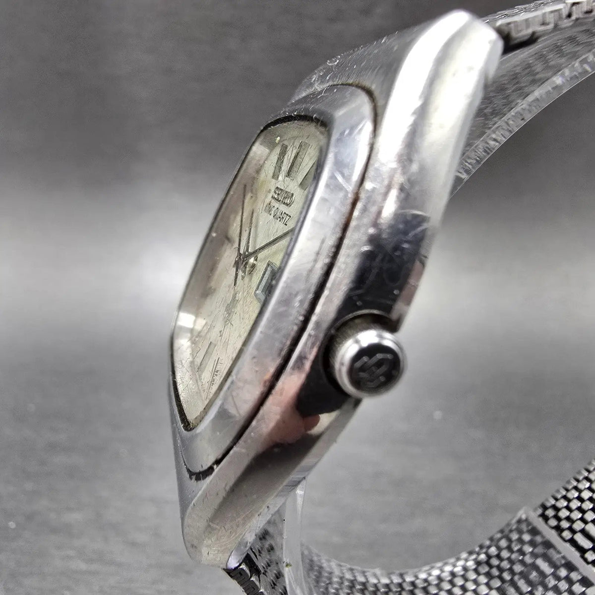 Seiko King Quartz Watch Men 34mm White Dial Silver Daydate 5856-5010 PARTS3