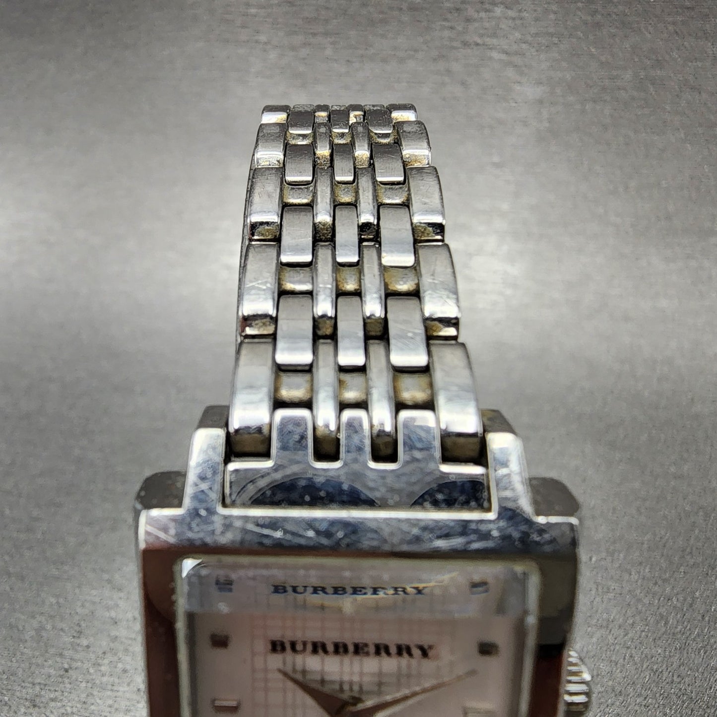 Burberry The City Tank Watch Women 24mm White Dial Steel Rectangle New Battery