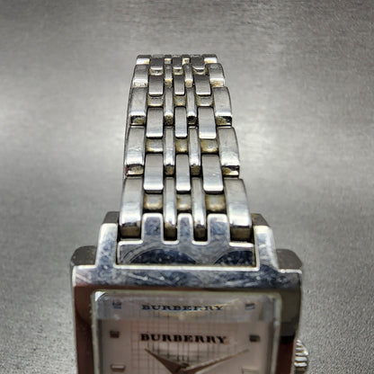 Burberry The City Tank Watch Women 24mm White Dial Steel Rectangle New Battery