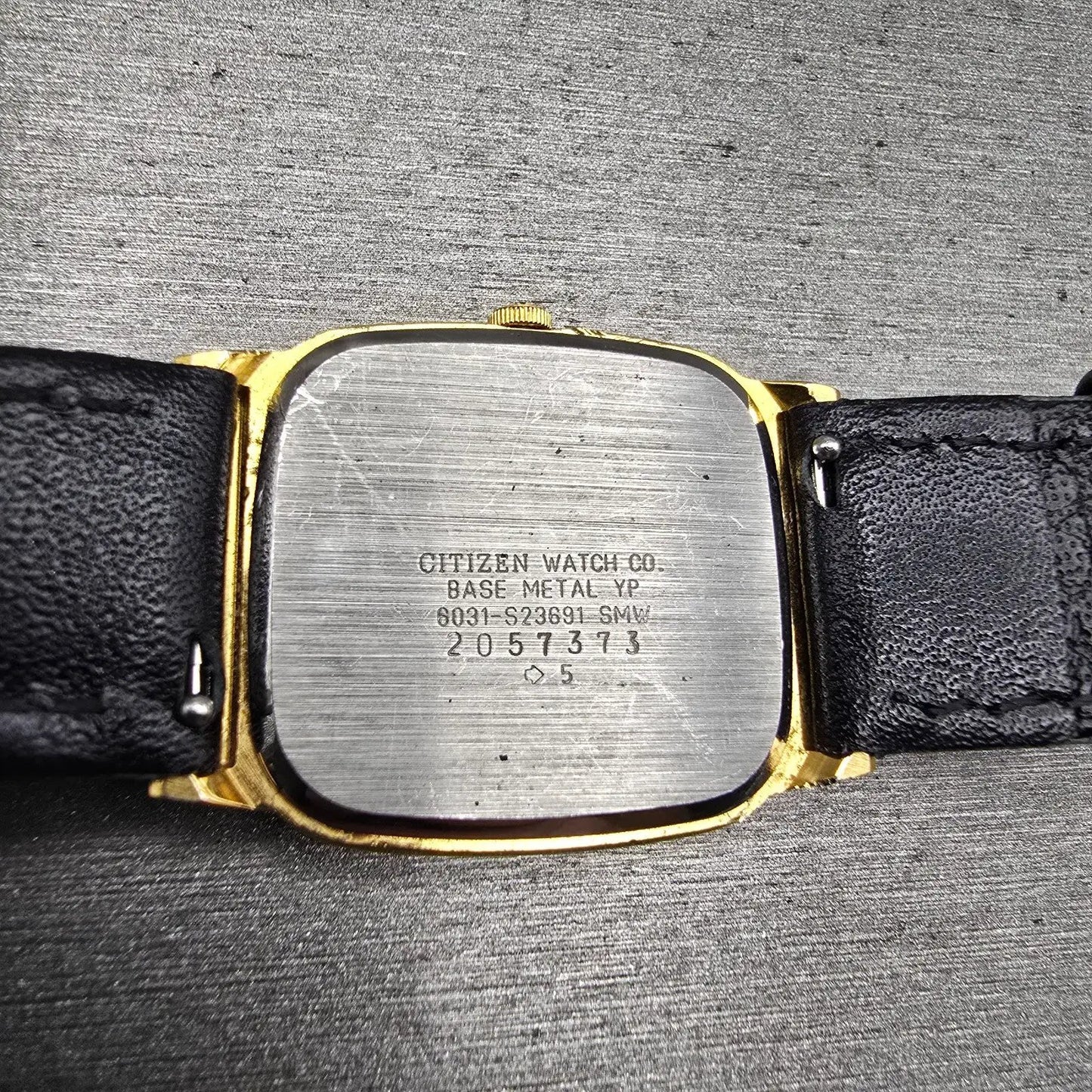 Citizen CQ Watch Men 27mm Gold Dial Gold Tone Rectangle 6031-S23691 New Battery10