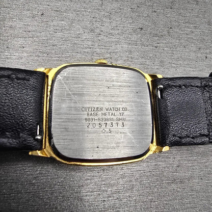 Citizen CQ Watch Men 27mm Gold Dial Gold Tone Rectangle 6031-S23691 New Battery10
