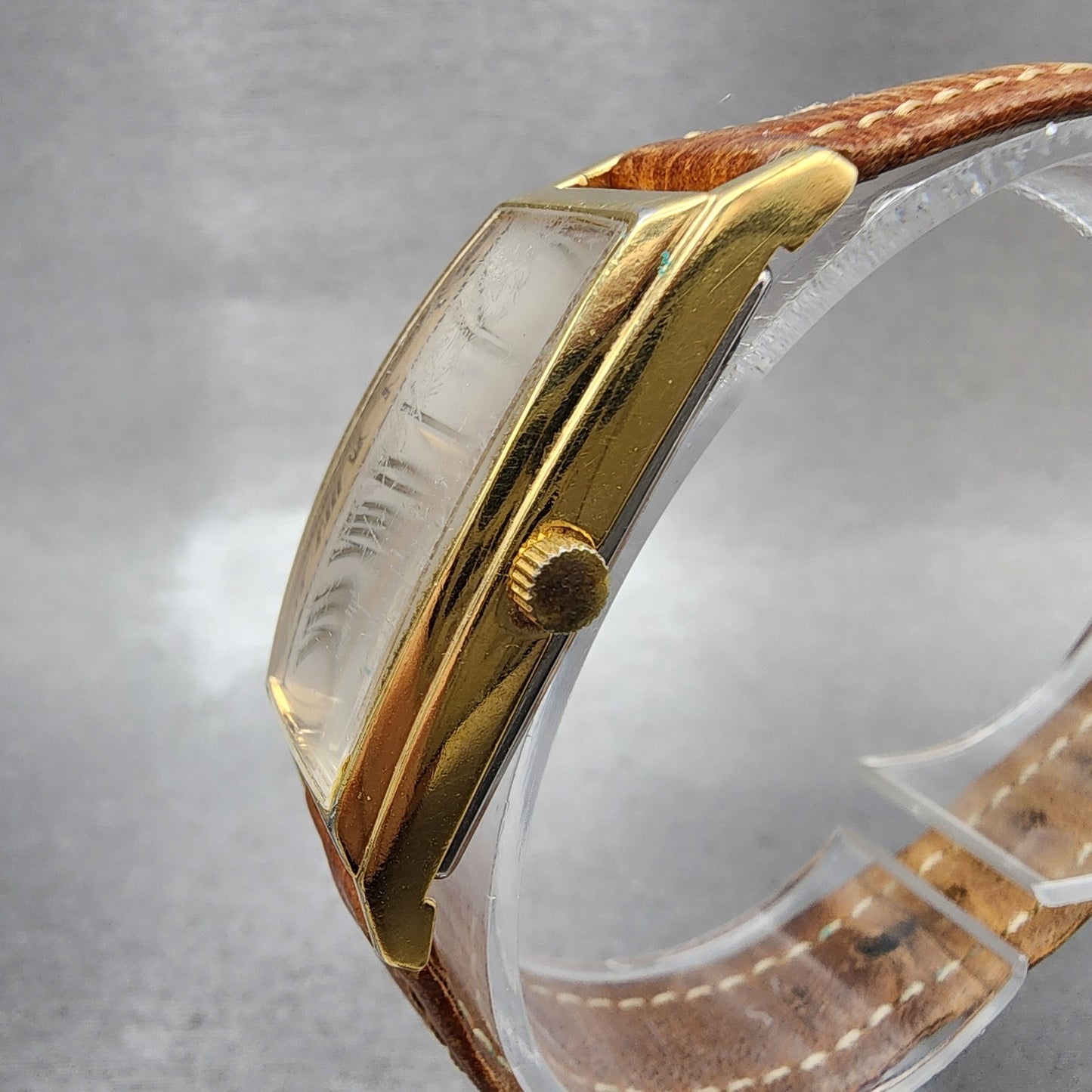 Hamilton Tank Watch Women 18mm Gray Dial Gold Tone Rectangle New Battery2