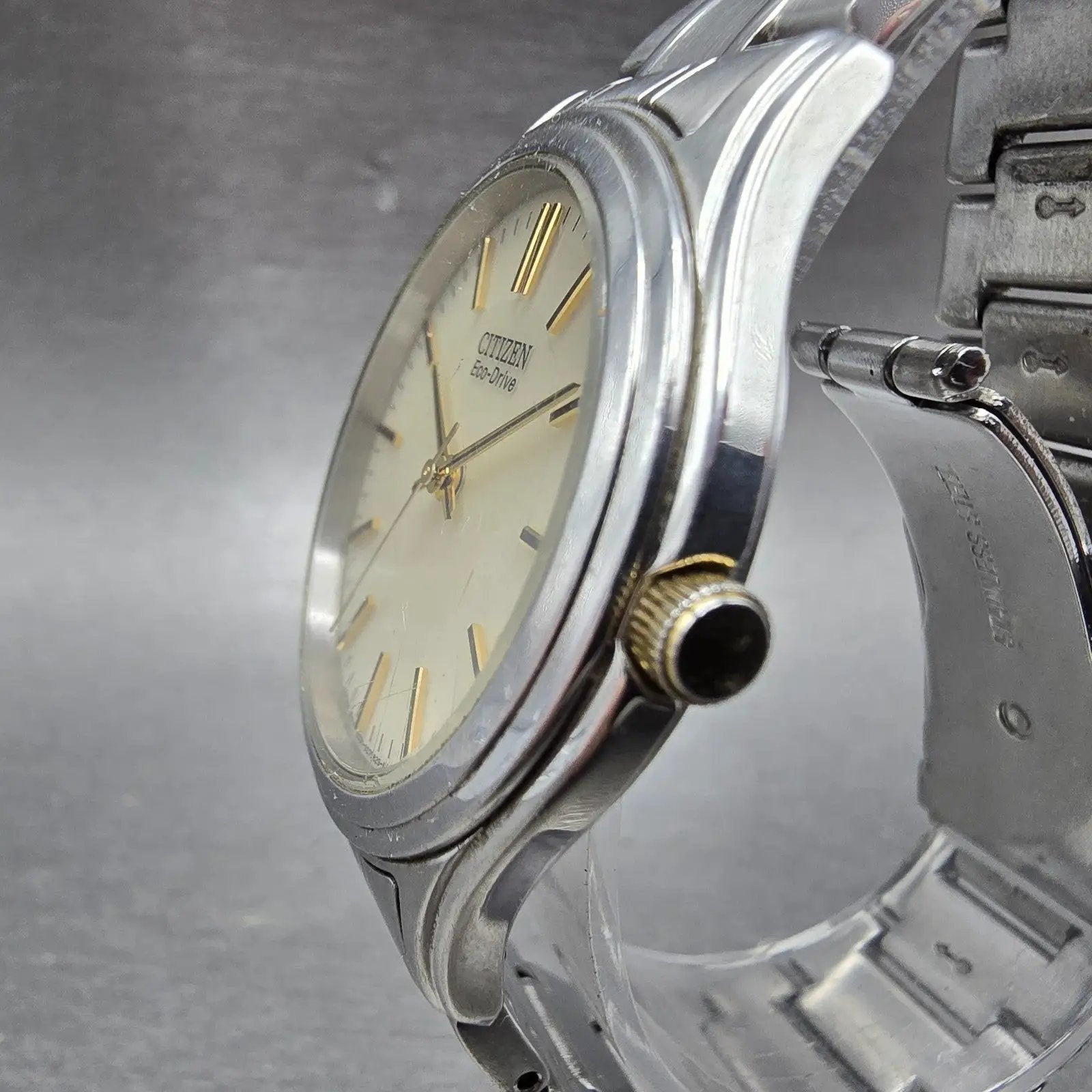 Citizen Eco-Drive Watch Men 35mm Cream Dial Silver Tone Round E031-S048419 Runs2