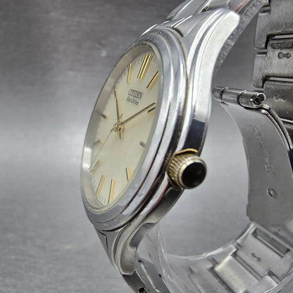 Citizen Eco-Drive Watch Men 35mm Cream Dial Silver Tone Round E031-S048419 Runs2