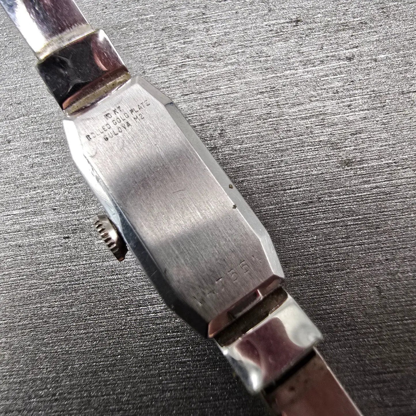 Bulova Watch Women 10mm Silver Dial White Gold Rectangle Manual Wind Vintage10