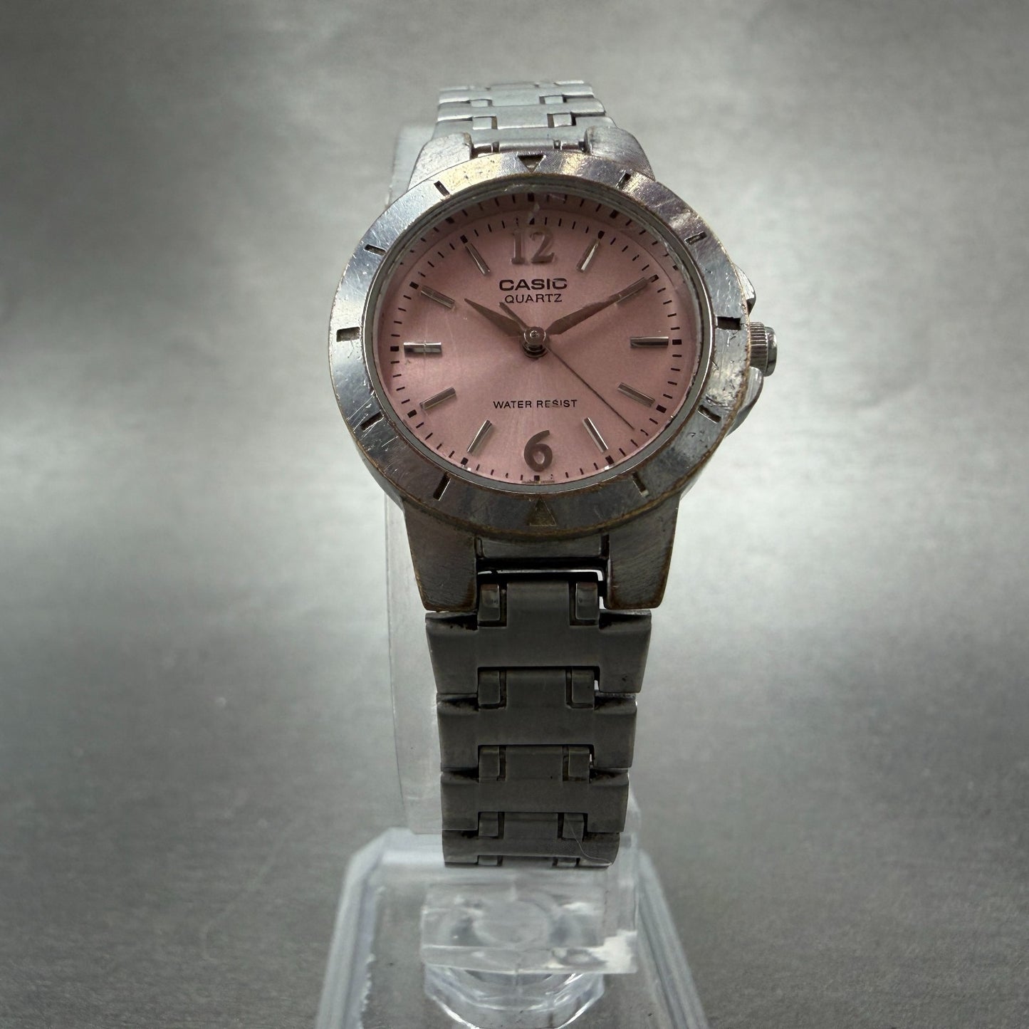 Casio Watch Women 24mm Pink Dial Silver Tone Round LTP-1177 New Battery HT95