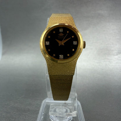 Seiko Watch Women 20mm Black Dial Gold Tone Round 8Y21-0020 New Battery Vintage5
