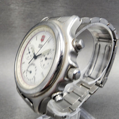 Victorinox Swiss Army Classic Chronograph Watch Men 40mm White Dial Steel READ!!